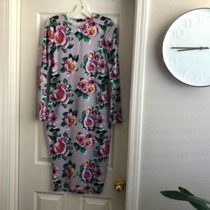 Floral long-sleeve fitted dress